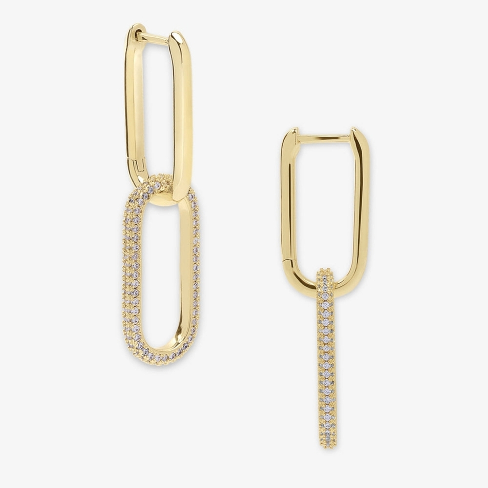 Melinda Maria Carrie Convertible Huggies Chain Hoops Earrings Pave New - FIRM ✨️